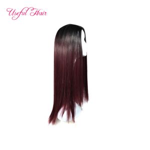 long wig 24inch hair ombre color 60cm straight synthetic wigs middle part gift cap wigs blonde hair Synthetic Hair wigs for women