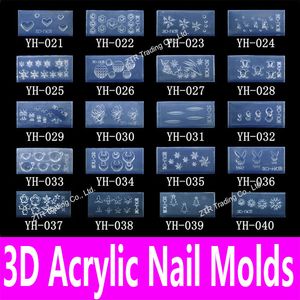 Grossist-1piece 3d akryl nagelmall akryl nail carving mögel nail art mall i 139 mönster mönster dekoration silikon gel verktyg