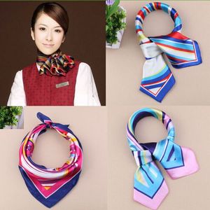 Tryck silke halsdukar 64 färger rutor halsduk färg butyl satin för flygvärdinna kvinnor professionell klänning gratis fedex tnt