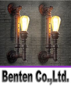 Best Price 2pcs Industrial Rustic Steampunk METAL PIPE Edison Bulb Vintage Wall Lamps Balcony with E27 bulb Rust wall sconce LLFA5116F