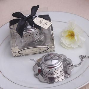Teapot Shaped Stainless Steel Tea Strainer Wedding Favor Gifts Creative Tea Infuser Gift Box Packing