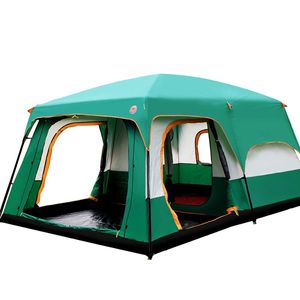 Atacado- ultralarge ao ar livre 6 10 12 pessoas acampar 4asease tenda outing tenda de dois quartos grande alta qualidade festa família camping barraca