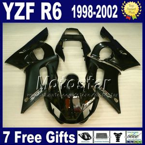 ABS Full Fearing Kit dla Yamaha YZF600 YZF R6 1998 1999 2000 2001 2002 YZF-R6 98-02 Wszystkie błyszczące czarne Eneos Motocykl Motocykl Wróżki VB4