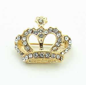 1 Inch Gold Plating Clear Rhinestone Crystal Diamante Crown or Tiara Jewelry Gift Pin Brooch for Pageant