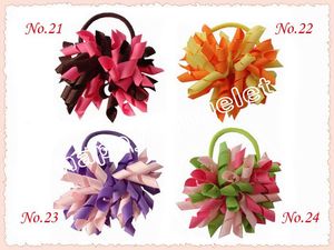 Girl Korker ponytail Hair ties holders streamer corker hair bows clip Cheer Bows Curly Ribbon Bow Hair bobbles 100pcs PD006