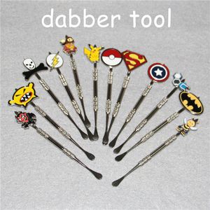 100pcs Smoking Cartoon Metal Dabber tools glass bongs tool water pipe dab oil rigs smoke accessories silicone nectar