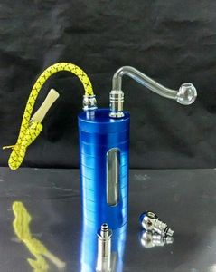 Hookah grossistfri frakt - metall kan perspektiv hookah / bong, tobak cigaretter 2-to-use, ger glas kruka, färg slumpmässig deliv