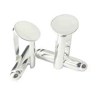 Koraliki Cufflink Puste Męskie Ustalenia Spinki do mankietów z płaską Pad 10 mm w Posrebrzanym Kolorze Perfect for Designs ID 4743