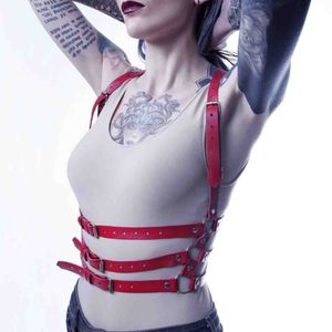 100% Handmade Skórzana wiązka Trzy rzędowe Linia Body Bondage Cage Belt Waistbelt Paski Harajuku Styl Bielizna Akcesoria