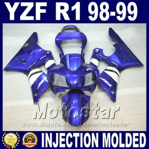 Forma wtryskowa dla 1998 1999 Yamaha R1 Zestawy obiektów Blue White 98 99 YZF R1 WŁAŚCICZENIA YZFR1 Zestaw do ciała Tanie ceny + 7 prezentów