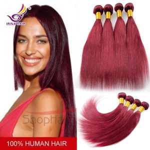 Bourgogne Vietnamesiska Virgin Hair Rak 3st 7a Red 100% Obehandlad Remy Human Hair Extension 99J Hair Weaves Irina Brazilian Virgin Hair