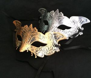 Vintage örnmask för män Mardi gras Halloween maskerad herrar vanlig mask gentleman Party Jul bauta mask guld sliver festliga förnödenheter