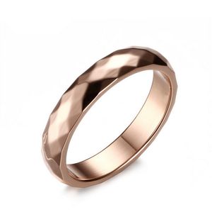 Anéis de casamento dados forma diamante de 4mm ouro de Rosa na gravura livre de aço inoxidável do laser