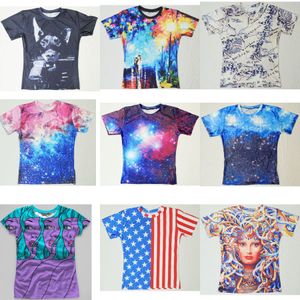 Donna Uomo 3D il firmamento spazio esterno T-SHIRT Galaxy Purple Nebula T-Shirt Summer TEE Stars and Stripes US Flag T-Shirt top