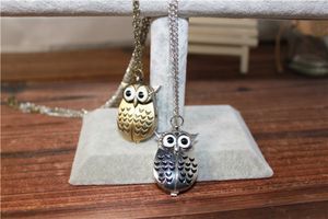Söt Vintage Night Owl Halsband Hängsmycke Quartz Pocket Watch Necklace Owl Klockor pw006