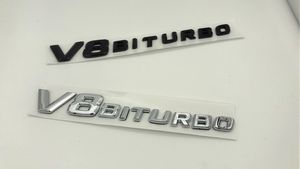 ABS D Svart Silver V8 Biturbo Number Bokstäver Trunk Emblem Badge Klistermärke Fit för Mercedes Benz