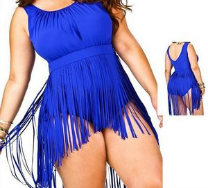 PLUS TAGLIA Costume da bagno bikini da donna con nappe imbottito push up plus size Costume da bagno con frange