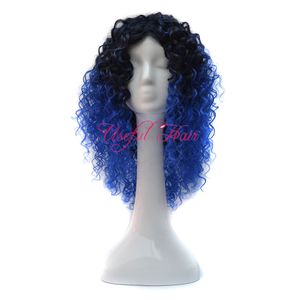 Micro Braid Wig African American Braided Paryk Kinky Curly Style Ombre Gray Color Bouncy 18inch syntetiska peruker för svarta kvinnor