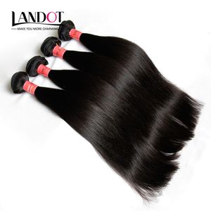 6st LOT 8-30Inch Brasilianska Virgin Hair Straight Grade 7a Obearbetat Human Hair Weave Bundlar Full Head Naturlig Färgförlängning Double Weft