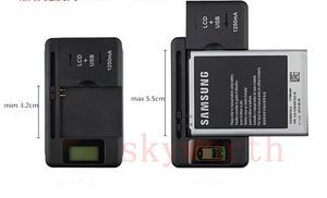 Universal LCD-skärm USB AC-telefon Batteri Li-Ion Home Wall Dock Travel Charger Samsung Galaxy S4 S5 S6 Kant Not 3 4 Nokia Cellphone