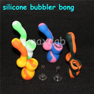 Mini Multi Bongs Glass Water Pipe Silicon Bubbler Bong Nectar 5 ml Silikonbehållare Dab