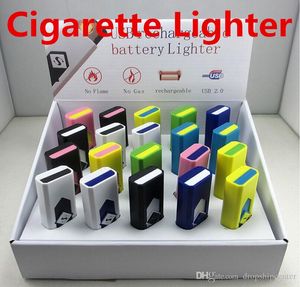 Isqueiros de cigarro USB bateria recarregável cigarros eletrônicos mais leve À prova de vento sem chama sem combustível gás plástico retardador de chama