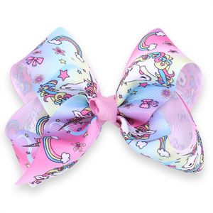 10pcs girl Newest 5" Unicorn hair bows clips character striation ombre bowknot hairpins headwear Party hair bobbles Accessories HD3512