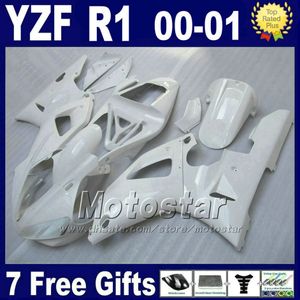 Yamaha R1 Plastics al por mayor-Todos los carenados blancos para YAMAHA YZF R1 kits de carenado YZFR1 yzf1000 W16F piezas de plástico de alta calidad regalos