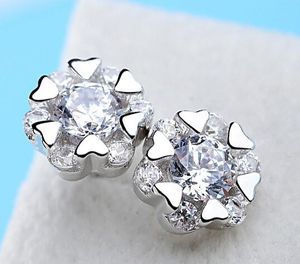 925 Sterling Silber Ohrstecker Modeschmuck Schneeflocke Zirkonia Diamant Kristall Eleganter Stil Ohrring für Frauen Mädchen 100 Stück