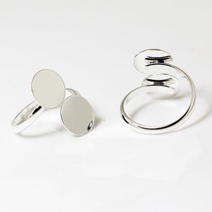 Beadsnice кольцо пустые выводы с двумя 12 мм клей на площадку регулируемая мода ювелирные изделия установка кольцо базы для стекла кабошоны ID 27967