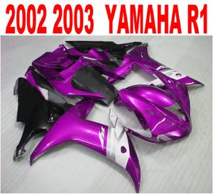 Wtrysk Darmowa Wysyłka Zestaw do obróbki dla Yamaha YZF-R1 2002 2003 Purple White Black Motobike Wishings Set YZF R1 02 03 HS3