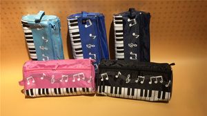 Musik Tema Tangentbord Penna Väska Vattentät Zipper Pen Bag 5 Färger med Tecknad Musik Notera Penna Linjal Present