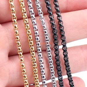 Commercio all'ingrosso 5 pezzi gioielli largo 3mm scatola catena Rolo collana acciaio inossidabile moda uomo donna gioielli argento / oro / nero 18 pollici-32 pollici