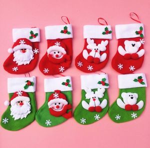 Julstrumpor Kids Christmas Sock 3.5 * 6.3Inch Santa Non-woven Giftväska Julprydnader Gratis frakt CT05