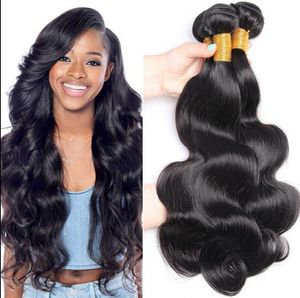 Brasilianska Human Virgin Remy Dody Wave Hair Weft Natural Svart Obearbetad Baby Mjukt Vågiga Extensions 100g / Bunt Produkt