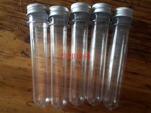 Gratis frakt 40 ml Tomt Clear Plast Pet Mask Test Tube Flaska Med Aluminium Cap, 300pcs / Lot