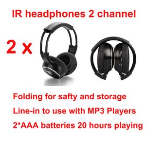 Universal Infrared Stereo Wireless Headphones Headset IR in Car roof dvd or headrest dvd Player two channels 2pcs Bundle