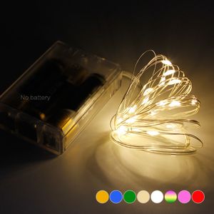 Luci della stringa del filo di rame del LED 2M 5M 10M per il festival di Natale Decorazione di festa della festa nuziale Ghirlanda Striscia di batteria impermeabile