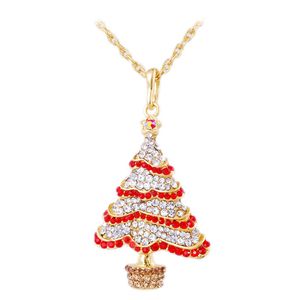 Slide Pendant Necklace Europe & America Style Diamond Christmas Tree Creative Personality Necklace 70cm Christmas Gift Sweater Decoration Ac