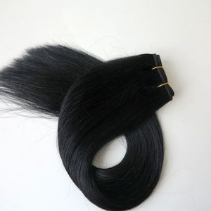 100% Human Hair Wefts Brasilianska Hårbuntar Straight Hair Weave 100g 20inch 1 # / Jet Black No Tangle Indian Hair Extensions