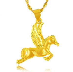 yellow gold plated Horse pendant Necklace for women designer new pendish wave chains wedding jewelry