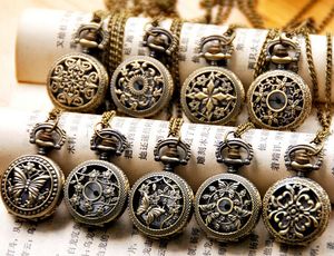 2017 venda quente mistura estilo antigo relógio de bolso com colar de corrente clássico relógios de bolso 10 pçs / lote