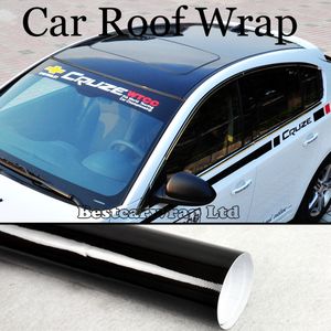 Envoltório do telhado 3 Camadas Ultra Brilhante Vinil Bolha de Ar Livre de Alto Brilho Preto Car Wrap Film Brilhante Adesivo Tamanho 1.35x15 m / Roll