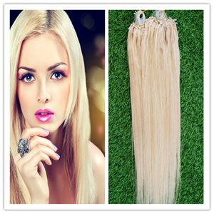 7a Micro Loop Brasilianische Haarverlängerungen Glatt #613 Bleach Blonde Haarverlängerungen 100g Micro Loop Echthaarverlängerungen