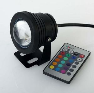 10W vattentät LED -undervattenslampor DC 12V RGB -belysning med 24 Key IR Remote Controller 10WRGB