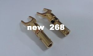 100 pcs latão OURO Banhado Speaker Banana Spade Plug Adaptador Parafuso Tipo