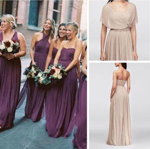 New Arrival Convertible Mesh Dress Long Chiffon Sweetheart Bridesmaid Dress Popular Ruffles Wedding Guest Gowns Maid of Honor Dress