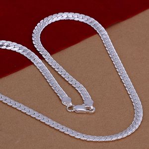 Mäns 5mm 18 inches 925 Sterling Silver Chains Halsband N130 Julklapp Gratis frakt