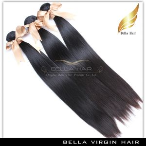 Virgin Straight Hair Weave Brasilianska Hårtillägg 10-24 tum Grade 4PCS Lot Naturlig Färg Gratis Frakt