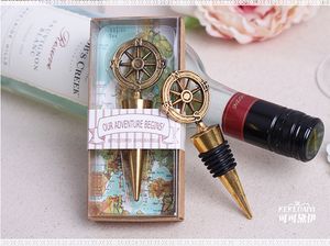 50pcs/lot wedding favors gifts vintage bronze compass Wine Bottle Stopper present Keepsake souvenir